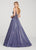 Ellie Wilde - EW119128 Bedazzled Plunging V-neck A-line Dress In Blue
