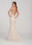 Ellie Wilde - EW119129 Sleeveless Sequined Deep V-neck Trumpet Dress In Neutral