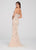 Ellie Wilde - EW119131 Beaded Tulle Plunging V-neck Trumpet Dress In Silver and Nude