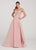Ellie Wilde - EW119132 Bejeweled Lace Illusion Bodice Gown In Pink