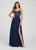 Ellie Wilde - EW119132 Bejeweled Lace Illusion Bodice Gown In Blue