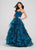 Ellie Wilde - EW119133 Lace Sweetheart Organza Ruffled Ballgown In Green