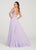 Ellie Wilde - EW119135 Embellished Chiffon A-line Gown In Purple