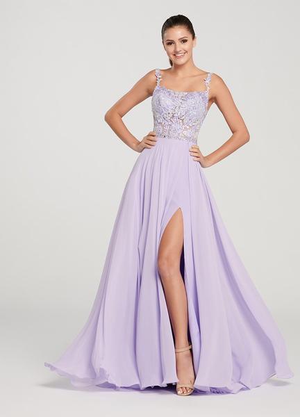 Ellie Wilde - EW119135 Embellished Chiffon A-line Gown In Purple