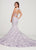 Ellie Wilde - EW119136 Deep V-neck Jacquard Mermaid Gown In Purple