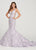 Ellie Wilde - EW119136 Deep V-neck Jacquard Mermaid Gown In Purple