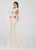 Ellie Wilde - EW119138 Split Bell Sleeve High Slit Lace Gown In White