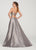 Ellie Wilde - EW119139 Beaded Bodice High Slit Mikado Gown In Silver and Gold