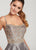 Ellie Wilde - EW119139 Beaded Bodice High Slit Mikado Gown In Silver and Gold