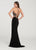 Ellie Wilde - EW119140 Beaded Halter Jersey Trumpet Dress In Black