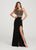 Ellie Wilde - EW119140 Beaded Halter Jersey Trumpet Dress In Black