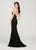 Ellie Wilde - EW119143 Illusion Cutout Trimmed Lace Gown In Black