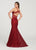 Ellie Wilde - EW119147 Embellished Plunging V-neck Trumpet Dress In Red
