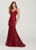 Ellie Wilde - EW119147 Embellished Plunging V-neck Trumpet Dress In Red