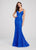 Ellie Wilde - EW119147 Embellished Plunging V-neck Trumpet Dress In Blue
