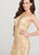 Ellie Wilde - EW119148 Embellished Halter Trumpet Dress In Neutral and Gold