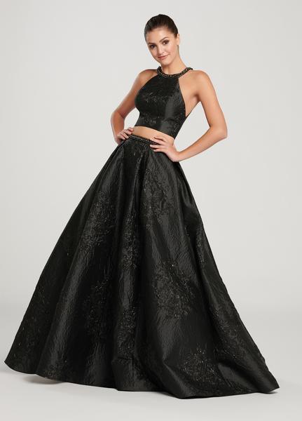 Ellie Wilde - EW119151 Two-Piece Sleek Jacquard Ballgown In Black