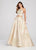 Ellie Wilde - EW119151 Two-Piece Sleek Jacquard Ballgown In Gold