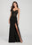 Ellie Wilde - EW119154 Crochet Bodice High Slit Jersey Gown In Black