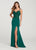 Ellie Wilde - EW119154 Crochet Bodice High Slit Jersey Gown In Green