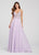 Ellie Wilde - EW119155 Sleeveless Beaded Bodice Chiffon A-Line Gown In Purple