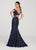 Ellie Wilde - EW119157 Embroidered Lace Trumpet Dress In Blue