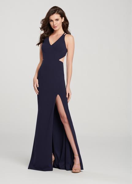 Ellie Wilde - EW119159 Sexy Cutout Back Sleeveless V Neck Long Dress In Black and Blue