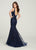 Ellie Wilde - EW119160 Plunging Sweetheart Embroidered Tulle Gown In Blue