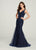 Ellie Wilde - EW119160 Plunging Sweetheart Embroidered Tulle Gown In Blue