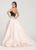 Ellie Wilde - EW119161 Two Tone Floral Applique Satin and Mikado Dress In Black and Pink