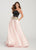 Ellie Wilde - EW119161 Two Tone Floral Applique Satin and Mikado Dress In Black and Pink