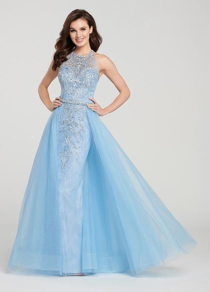 Ellie Wilde - EW119163 Beaded Lace Dress With Overskirt In Blue