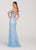 Ellie Wilde - EW119164 Beaded Lace Plunge Sheath Gown In Blue