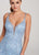 Ellie Wilde - EW119164 Beaded Lace Plunge Sheath Gown In Blue