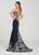 Ellie Wilde - EW119168 Beaded Lace Illusion Bodice Gown In Blue and Silver