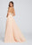 Ellie Wilde - EW119169 Floral Beaded Plunge High Slit Gown In Pink