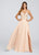 Ellie Wilde - EW119169 Floral Beaded Plunge High Slit Gown In Pink