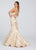 Ellie Wilde - EW119170 Gilt-Adorned Jacquard Mermaid Gown In Pink and Gold