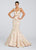Ellie Wilde - EW119170 Gilt-Adorned Jacquard Mermaid Gown In Pink and Gold