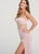 Ellie Wilde - EW119171 Illusion Beaded Midriff High Slit Gown In Pink