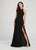 Ellie Wilde - EW119174 Bejeweled High Halter Lace Bodice Gown In Black