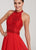 Ellie Wilde - EW119174 Bejeweled High Halter Lace Bodice Gown In Red
