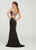 Ellie Wilde - EW119177 Illusion Cutout Beaded Yoke Halter Gown In Black