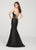 Ellie Wilde - EW119178 Sequined Deep V-neck Trumpet Dress In Black