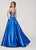 Ellie Wilde - EW119181 Multi-Crisscross Strapped Back Mikado Gown In Blue