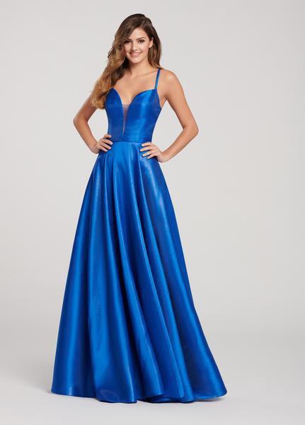 Ellie Wilde - EW119181 Multi-Crisscross Strapped Back Mikado Gown In Blue