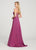 Ellie Wilde - EW119182 Empire Designed High Slit Glitter Gown In Pink