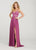 Ellie Wilde - EW119182 Empire Designed High Slit Glitter Gown In Pink