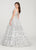 Ellie Wilde - EW119183 Embroidered V-neck Ballgown With Train In Silver and White