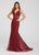Ellie Wilde - EW119184 Plunging V-Neck Mermaid Gown In Red
